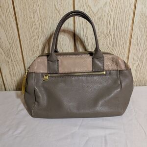 Fossil Pebbled Leather Satchel | Taupe & Grey | Top Handle Handbag